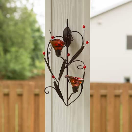 14.75" Ruby Blossom Candle Wall Sconce